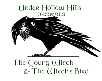 A drawing of a raven. Under Hollow Hills presents: The Young Witch & the Witch's Bird