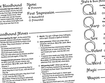 Screenshot of a cropped character sheet: Apocalypse World: The First Age sneak peek