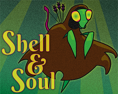 A cartoon mantis: Shell & Soul